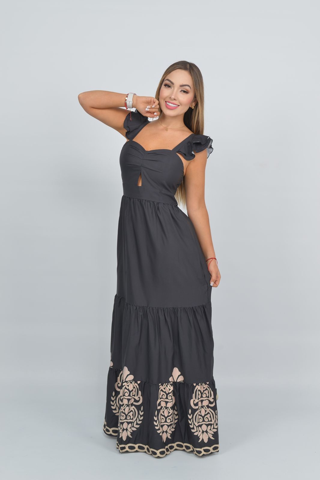 Vestido Largo Bolero Hombro 	R620